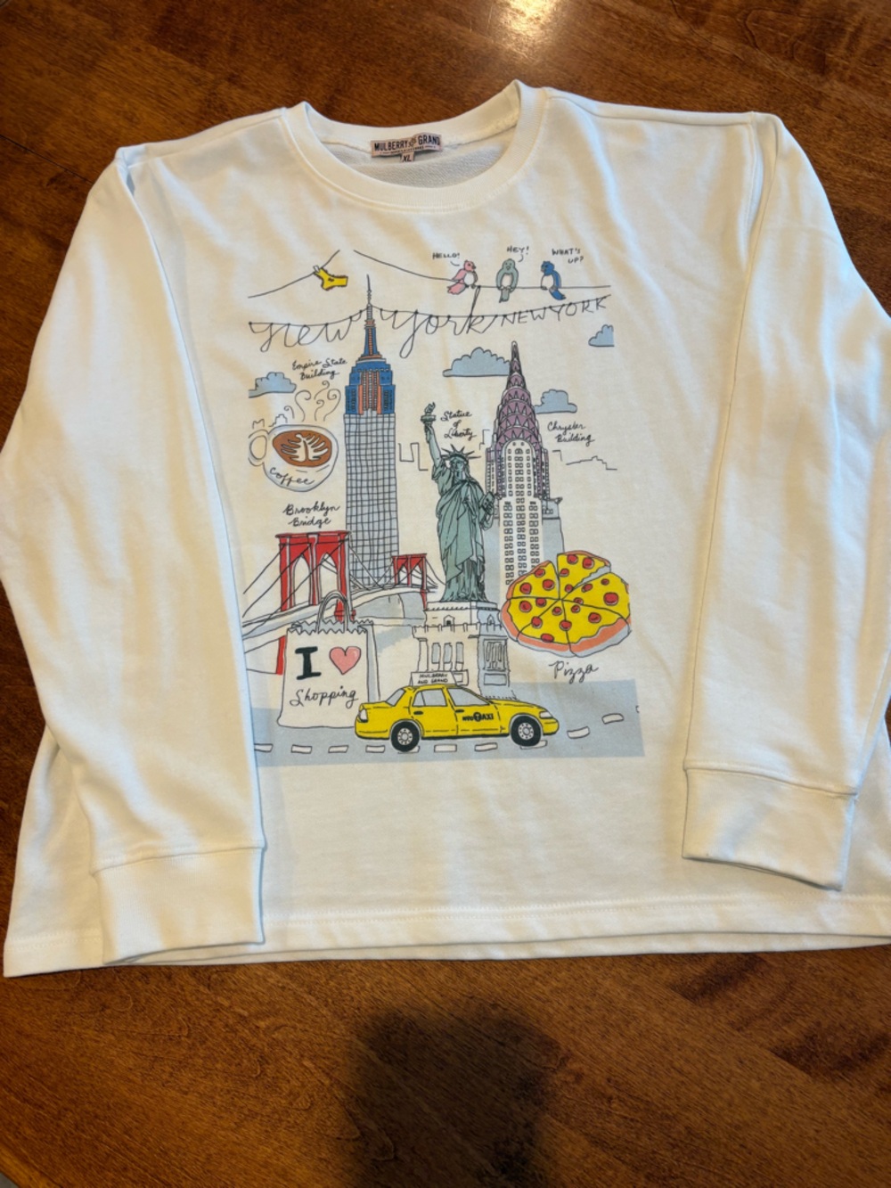 White Graphic New York City T-Shirt with Yellow Taxi by Mulberry Grand